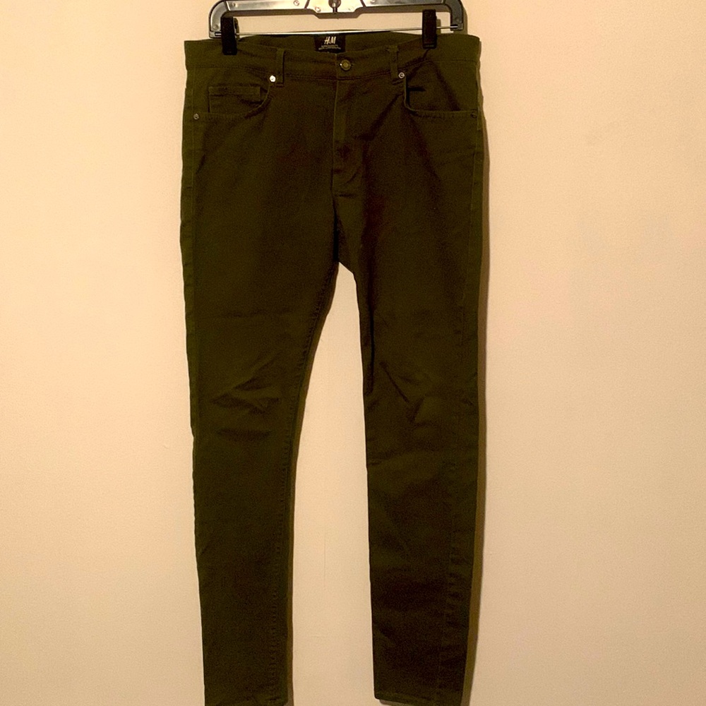 H&M Kaki Green Super Skinny Fit Jeans